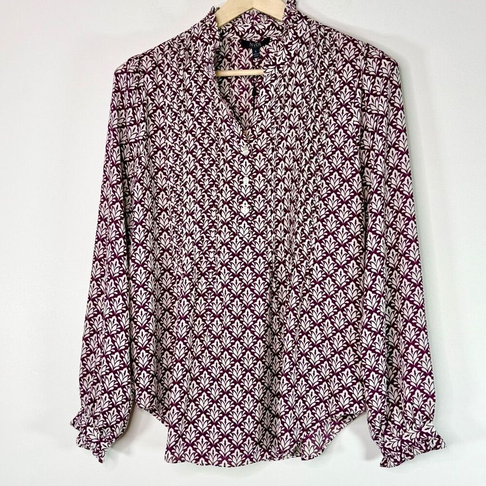 NYDJ Not Your Daughter’s Jeans Poplar Glen Blouse in Plum US Size S